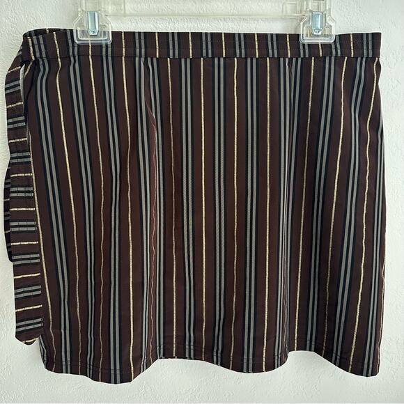 Vintage Burberry Wrap Skirt w/ Side Tie Chocolate Striped size L - Picture 9 of 12